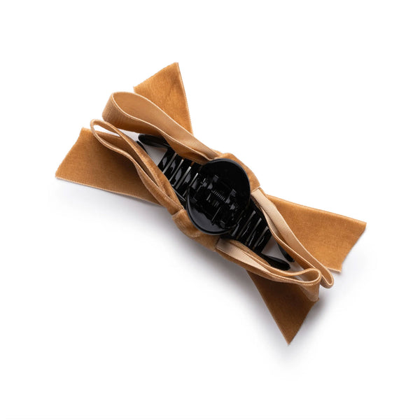 Halo Luxe Laura Velvet Bow Large Claw Clip - Mocha