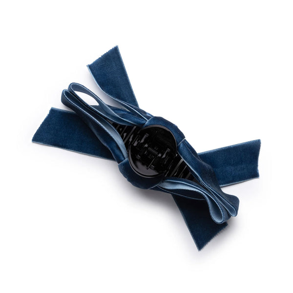 Halo Luxe Laura Velvet Bow Large Claw Clip - Navy