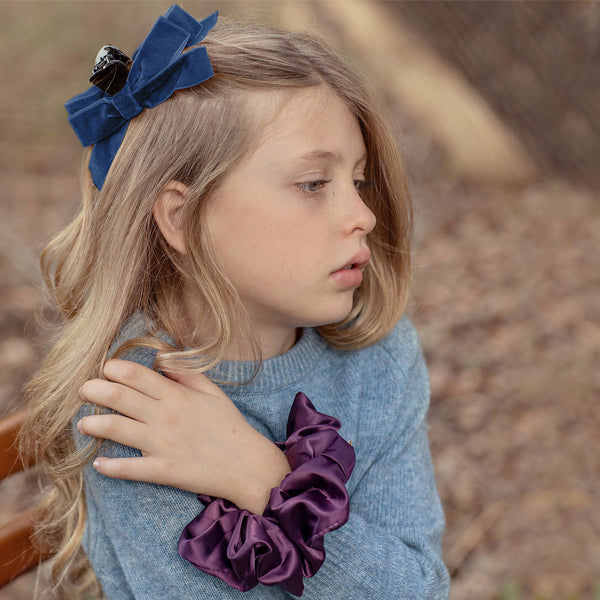 Halo Luxe Laura Velvet Bow Large Claw Clip - Navy