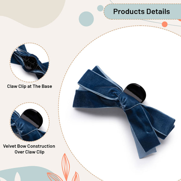 Halo Luxe Laura Velvet Bow Large Claw Clip - Navy
