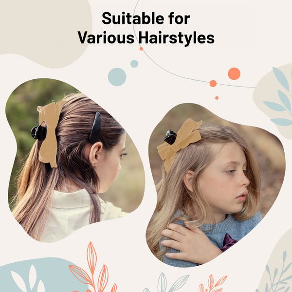 Halo Luxe Laura Velvet Bow Large Claw Clip - Oatmeal