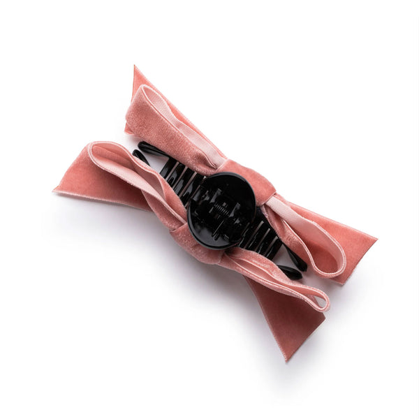 Halo Luxe Laura Velvet Bow Large Claw Clip - Pink
