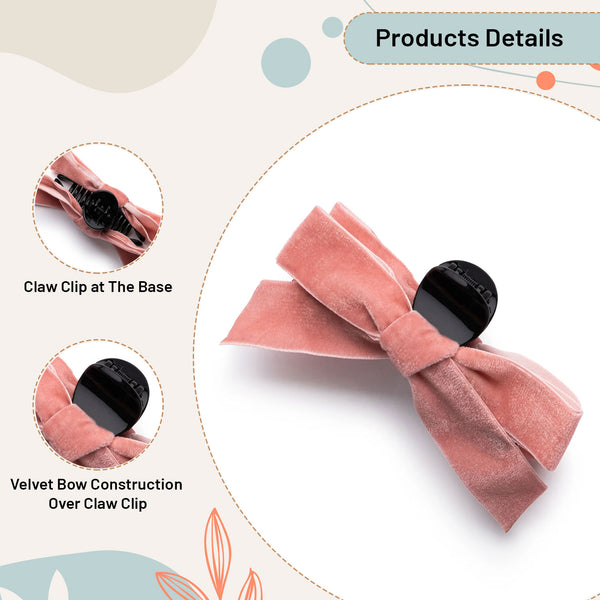 Halo Luxe Laura Velvet Bow Large Claw Clip - Pink