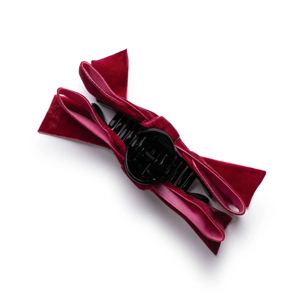 Halo Luxe Laura Velvet Bow Large Claw Clip - Wine
