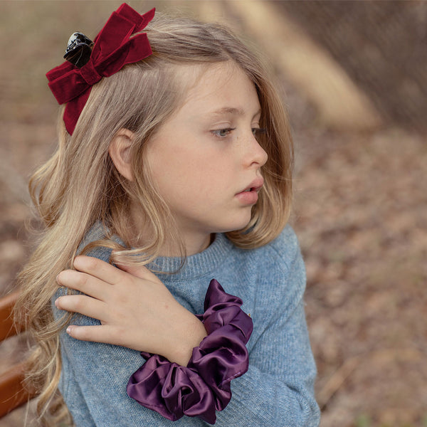 Halo Luxe Laura Velvet Bow Large Claw Clip - Wine