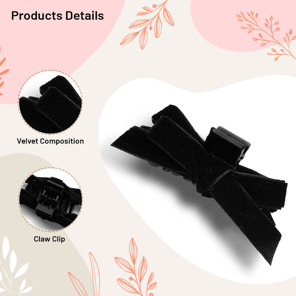 Halo Luxe Laura Velvet Bow Mini Claw Clip Set - Black