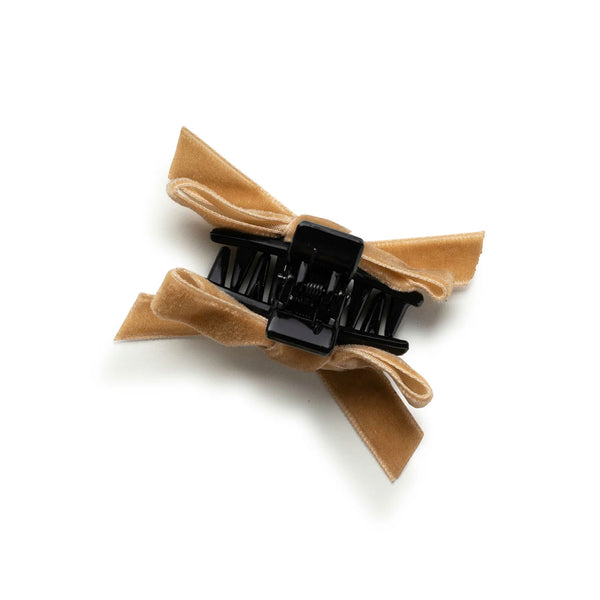 Halo Luxe Laura Velvet Bow Mini Claw Clip Set - Mocha