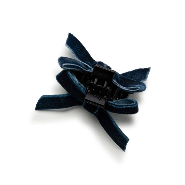 Halo Luxe Laura Velvet Bow Mini Claw Clip Set - Navy