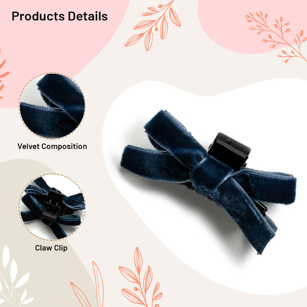 Halo Luxe Laura Velvet Bow Mini Claw Clip Set - Navy