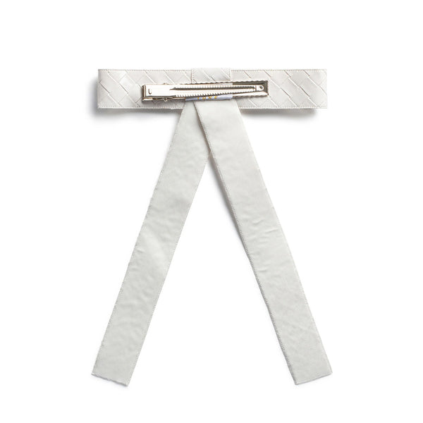Halo Luxe Poppy Braided Woven Patent Clip - White