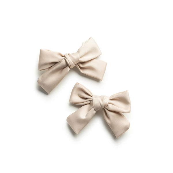 Halo Luxe Rosa Vintage Satin Double Bow Clips - Champagne