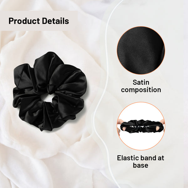 Halo Luxe Rosa Vintage Satin Scrunchie - Black
