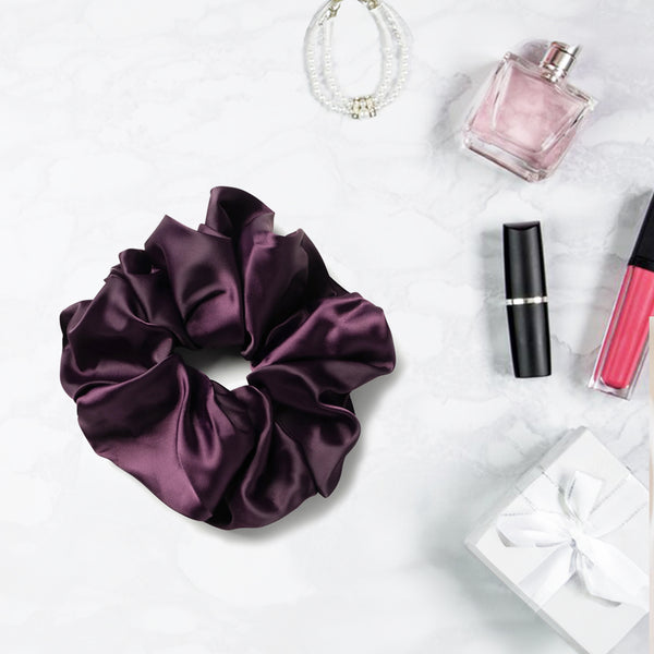 Halo Luxe Rosa Vintage Satin Scrunchie - Plum