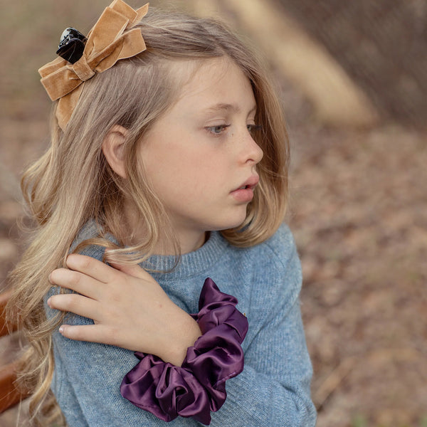 Halo Luxe Rosa Vintage Satin Scrunchie - Plum