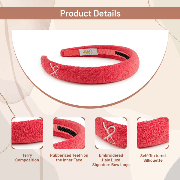 Halo Luxe Signature Terry Logo Headband - Strawberry