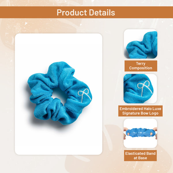 Halo Luxe Signature Terry Logo Scrunchie - Teal