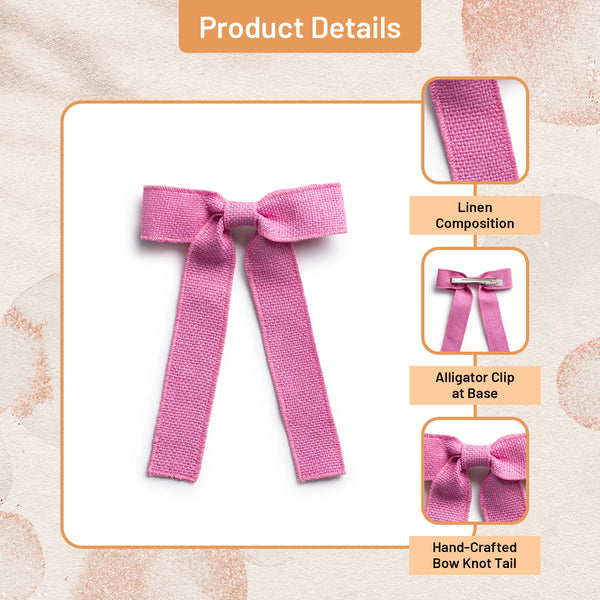 Halo Luxe Tabitha Luxe Linen Long Tail Clip - Fuchsia