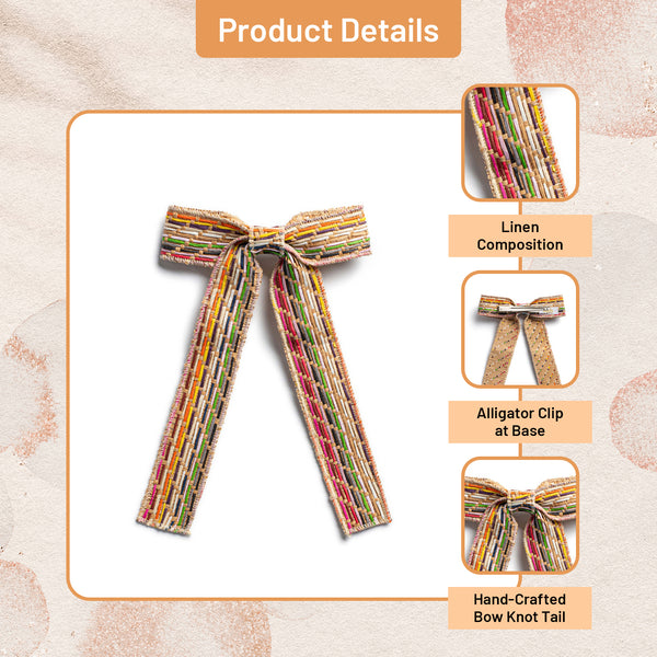 Halo Luxe Tabitha Luxe Linen Long Tail Clip - Rainbow