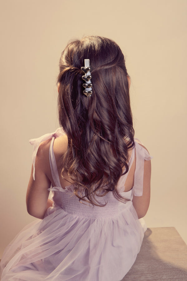 Halo Luxe Silver Heart Hair Clip 