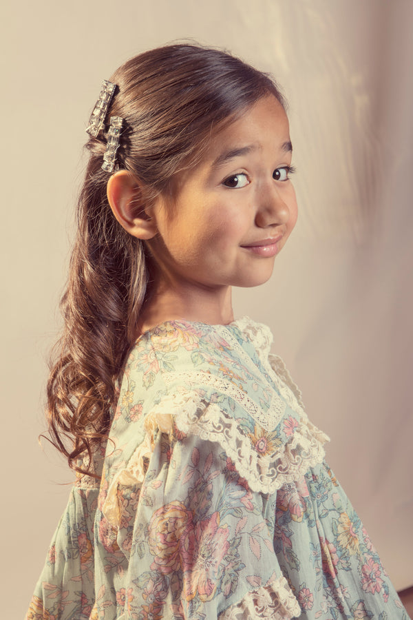 Halo Luxe Gemma Gemstone Clip Set - Pewter