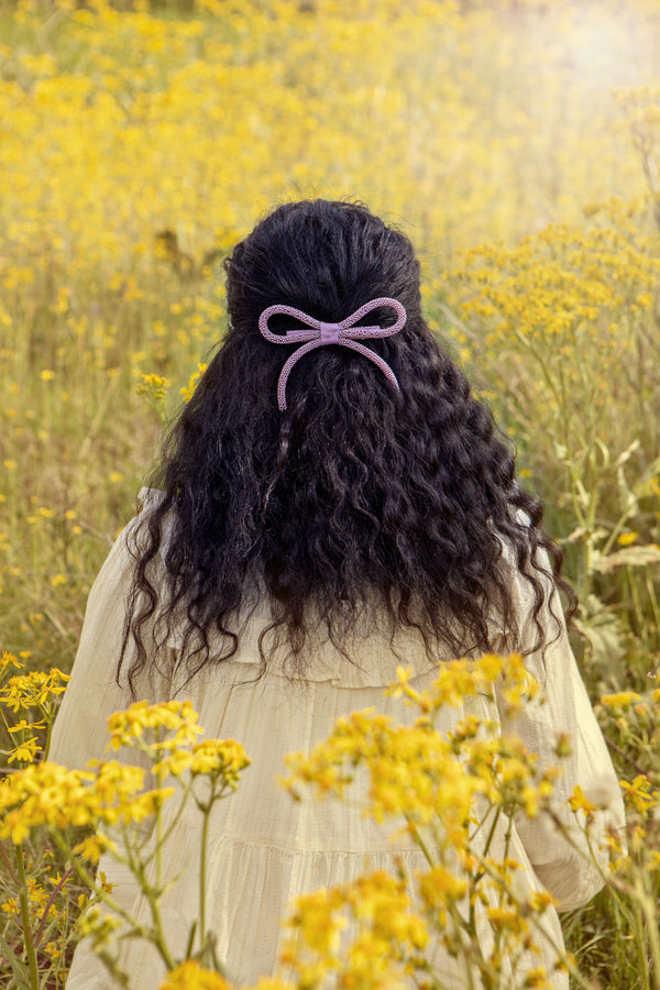 Halo Luxe Sprinkle Pearl Bow Clip - Lilac