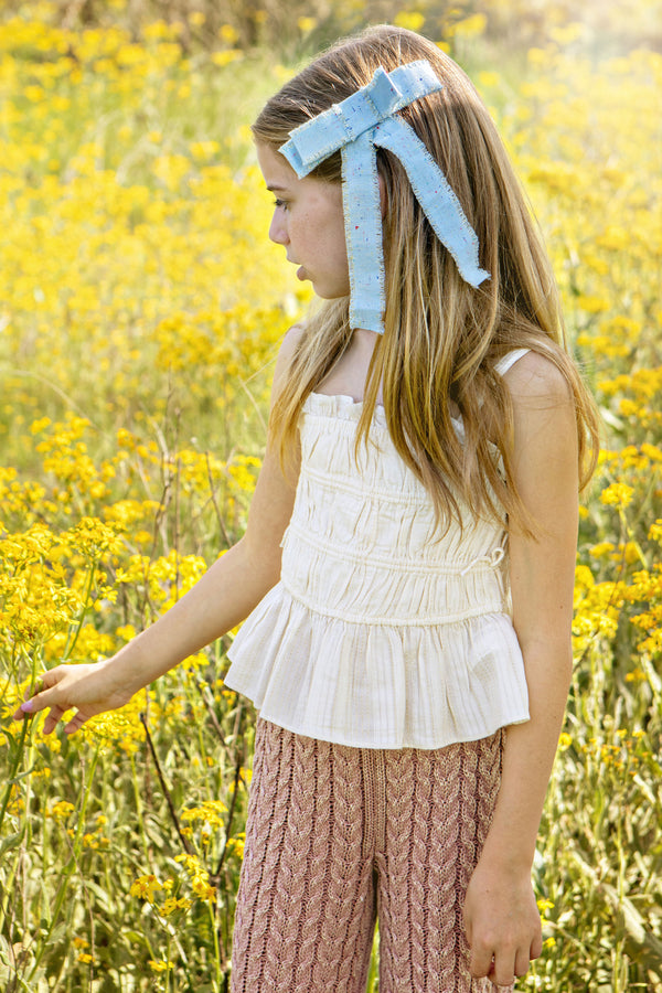 Halo Luxe Sweetie Linen Fringe Bow Clip - Powder Blue