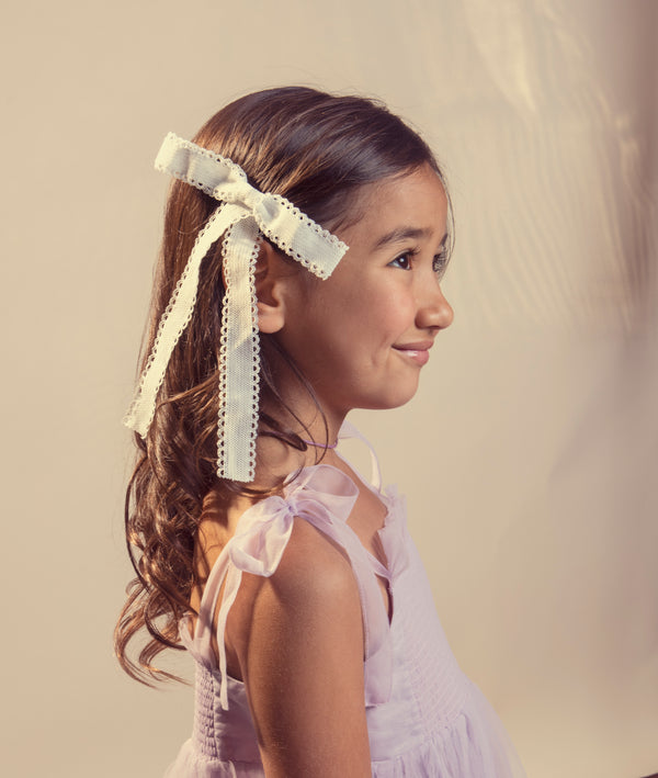 Halo Luxe Sweets Lace Long Tail Clip - White