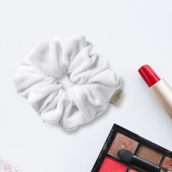 Halo Luxe Terry Scrunchie - White