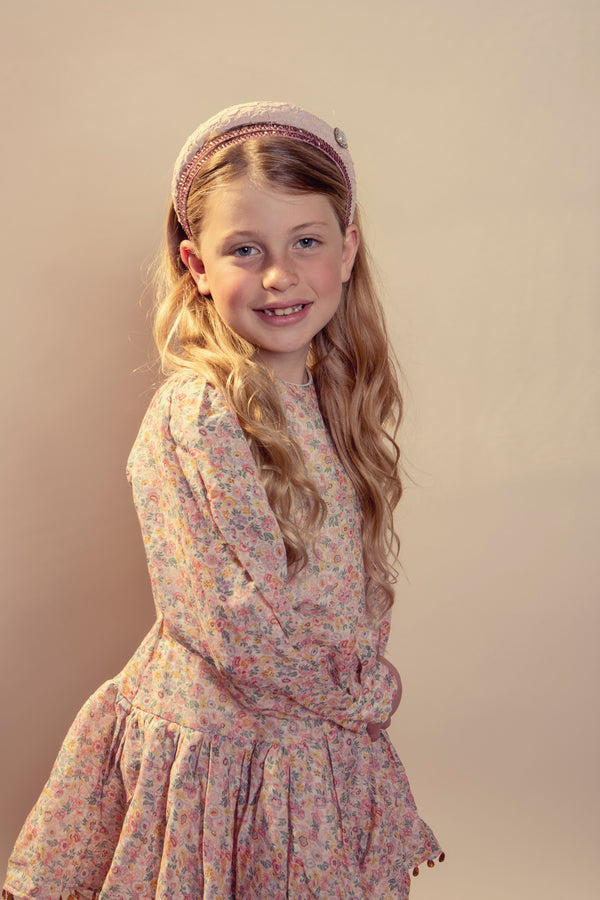 Halo Luxe Valentina Lace Heart Embellished Headband - Mauve