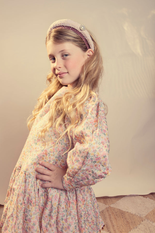 Halo Luxe Valentina Lace Heart Embellished Headband - Mauve