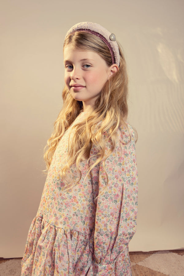 Halo Luxe Valentina Lace Heart Embellished Headband - Mauve