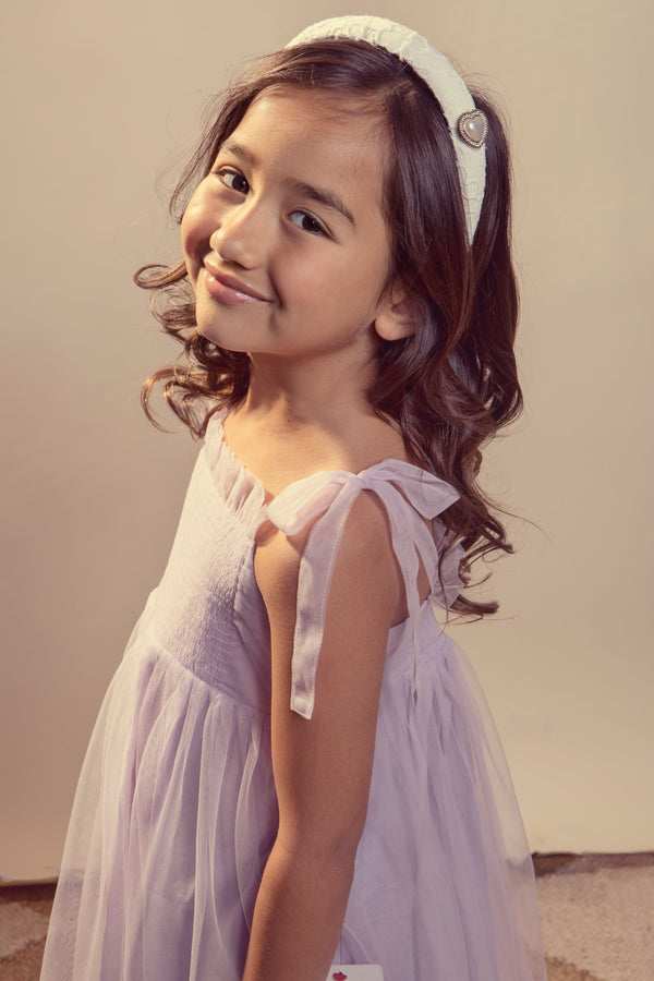 Halo Luxe Valentina Lace Heart Embellished Headband - White