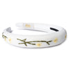 Halo Luxe Felicity Summer Soiree Linen Floral Embroidered Headband - White / Yellow