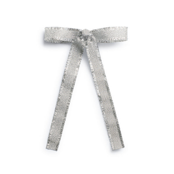 Halo Luxe Dahlia Deconstructed Grosgrain Ribbon Long Tail Clip - Silver