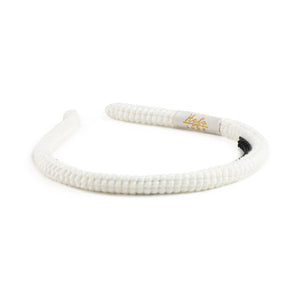 White textured knit headband for girls