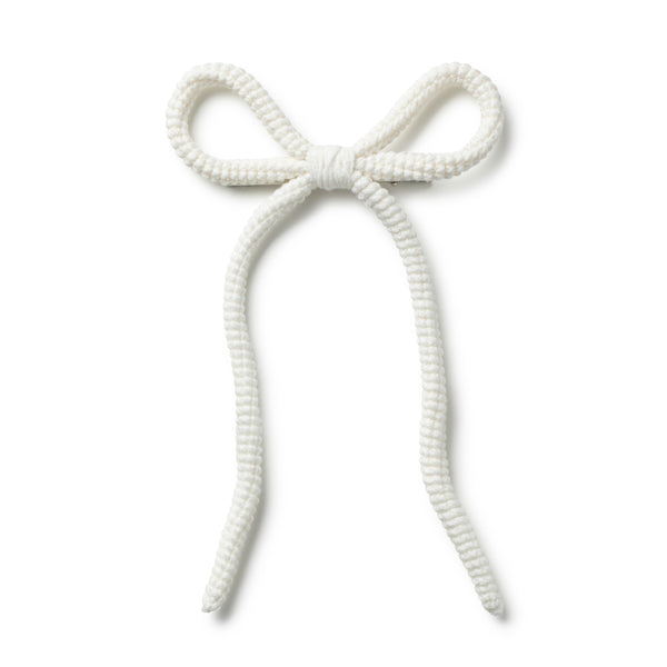 Halo Luxe Juliana Textured Knit Long Tail Clip - Ecru