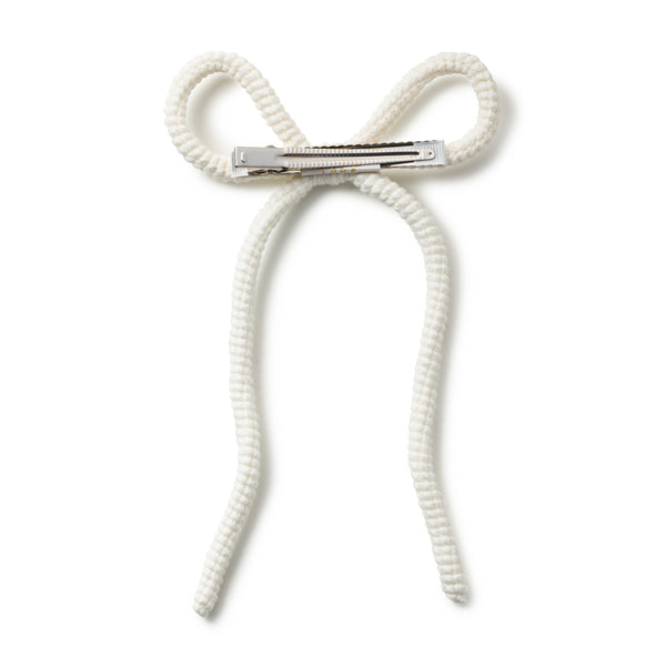 Halo Luxe Juliana Textured Knit Long Tail Clip - Ecru