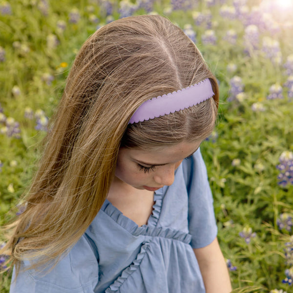 Halo Luxe Gumdrop Scalloped Satin Headband - Lavender