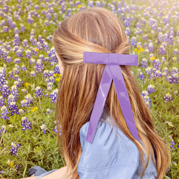 Halo Luxe Taffy Patent Leather Bow Clip - Lavender