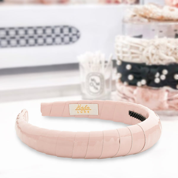 Halo Luxe Taffy Patent Leather Padded Wrapped Headband - Blush