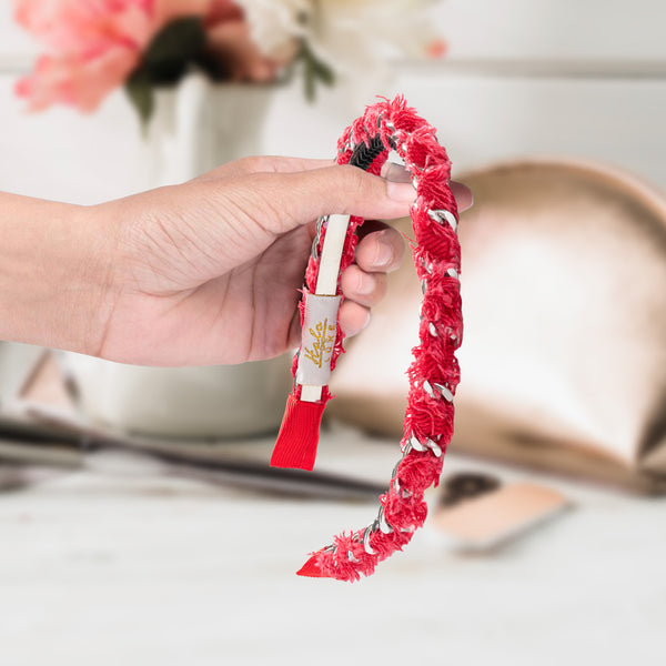 Halo Luxe Coco Silver Chain Headband - Red Denim