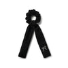 Halo Luxe Mia Corduroy Signature Bow Logo Long Tail Scrunchie - Black