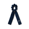 Halo Luxe Mia Corduroy Signature Bow Logo Long Tail Scrunchie - Navy