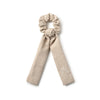 Halo Luxe Mia Corduroy Signature Bow Logo Long Tail Scrunchie - Ecru