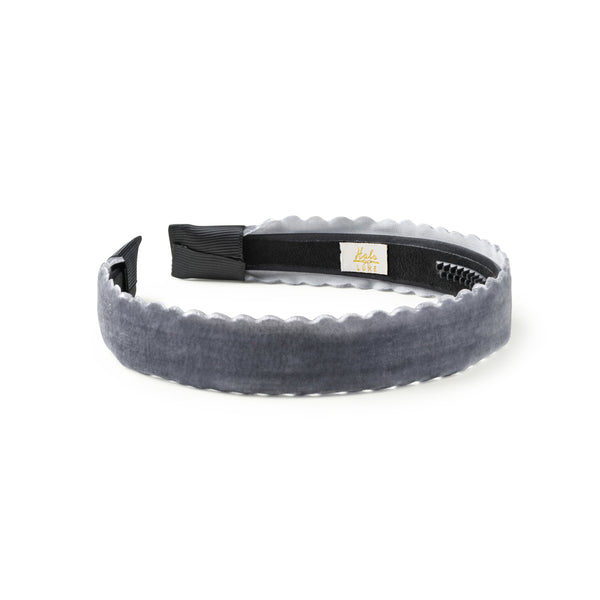 Gray velvet headband on a white background