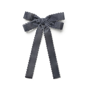 Dark gray Velvet Hair Clip bow on a white background