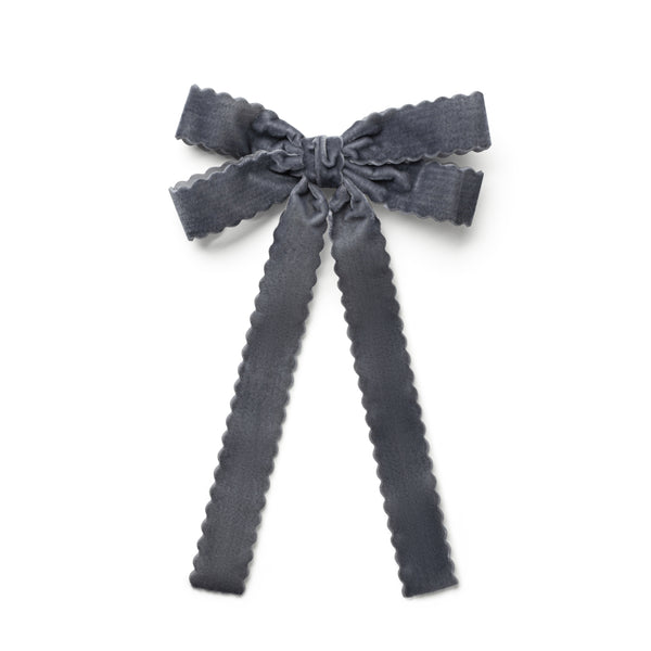 Dark gray Velvet Hair Clip bow on a white background