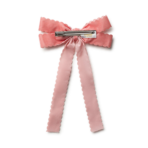 Halo Luxe Opaline Velvet Scalloped Long Tail Clip - Blush