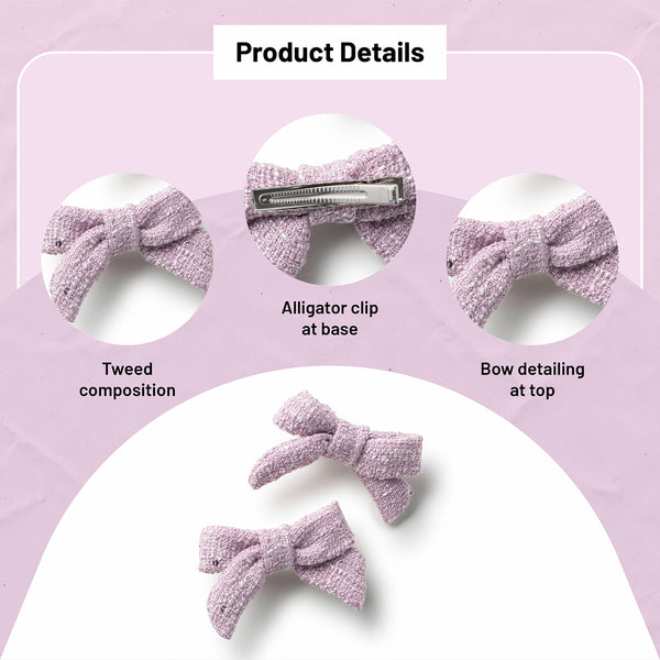 Halo Luxe Clara Tweed Double Clip Set - Lavender
