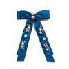 Halo Luxe  Rock Candy Rhinestone Embellished Satin Bow Clip - Navy